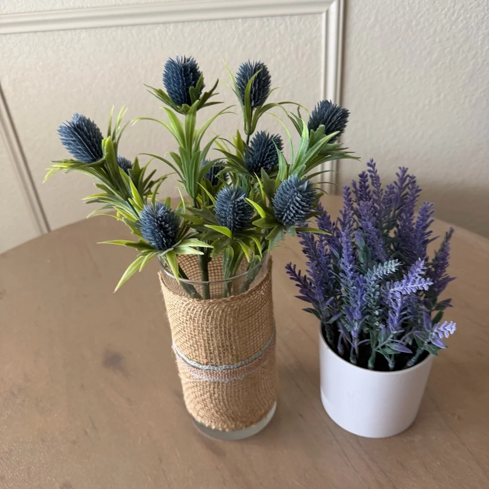 Artificial Lavender and‎ Thistle Arrangement Set
